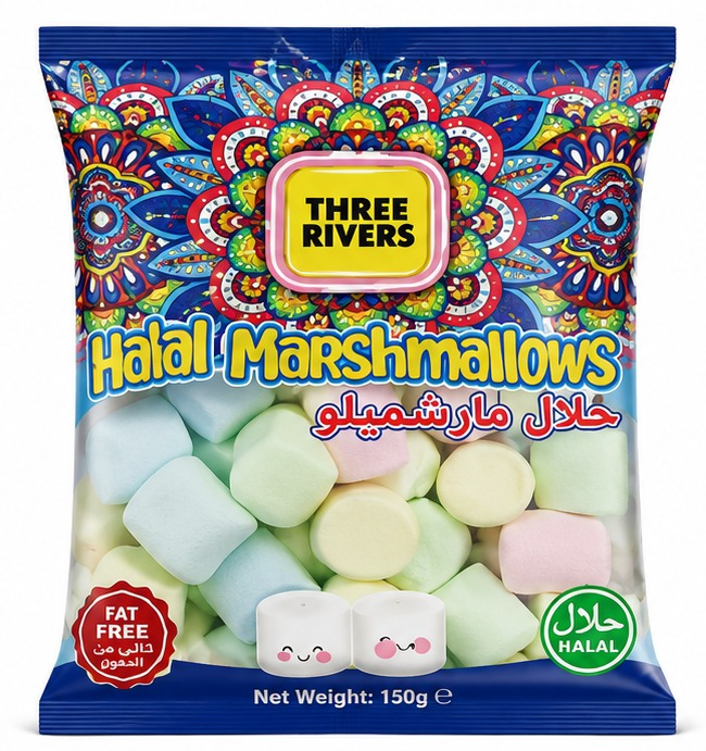 Three Rivers - Halal Marshmallows Multicolor, 250g