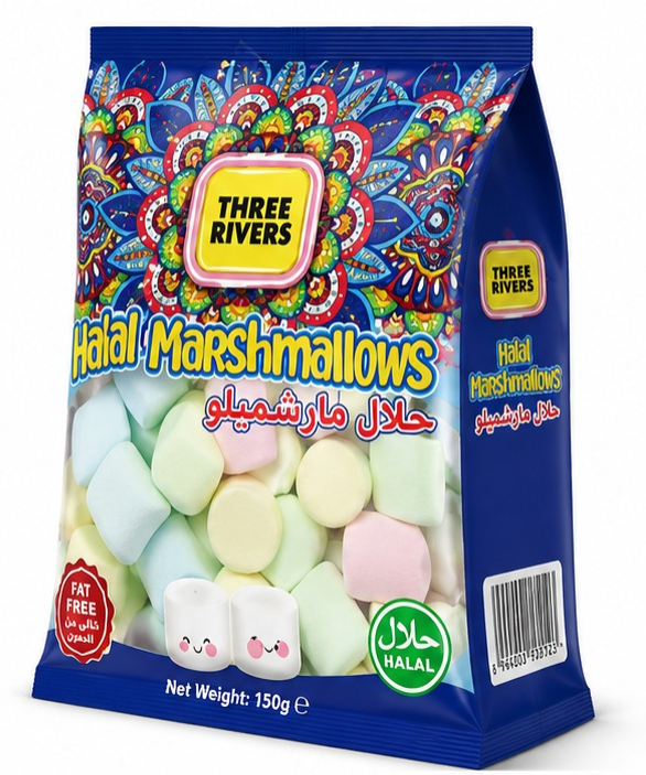 Three Rivers - Halal Marshmallows Multicolor, 250g